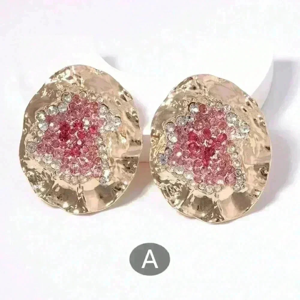 Multicolor Women's Random Color Rhinestone Decor Textured Stud Earring - Picture 5 of 7